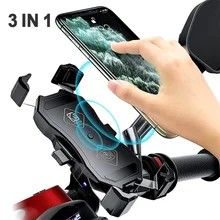 15W Wireless Charger Motorcycle Phone Holder QC3.0 USB Charging Phone Bracket 360 Rotation MTB Bike Mount for iPhone Xiaomi