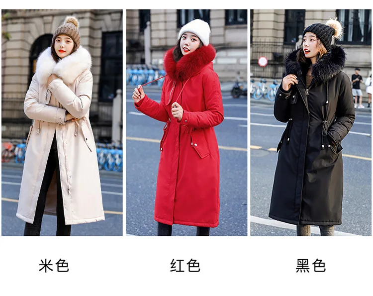 Abrigos Mujer Invierno женские парки с капюшоном, утепленное пуховое хлопковое пальто, женское длинное тонкое зимнее пальто с меховым воротником для женщин