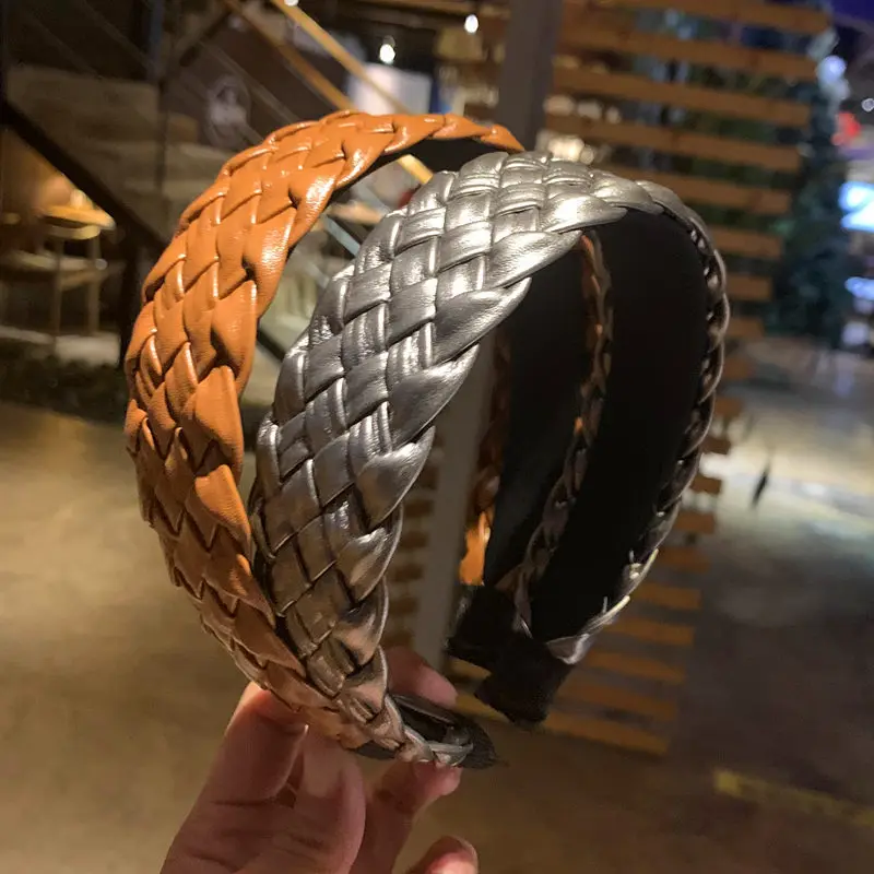 Повязка для волос из ПУ кожи женская тюрбан с широкой сеткой мытья лица ручная