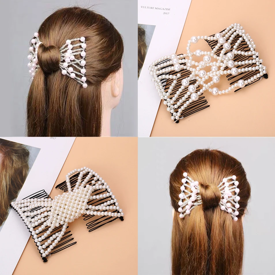 Женские жемчужные бусины эластичная расческа для волос винтажный волшебный