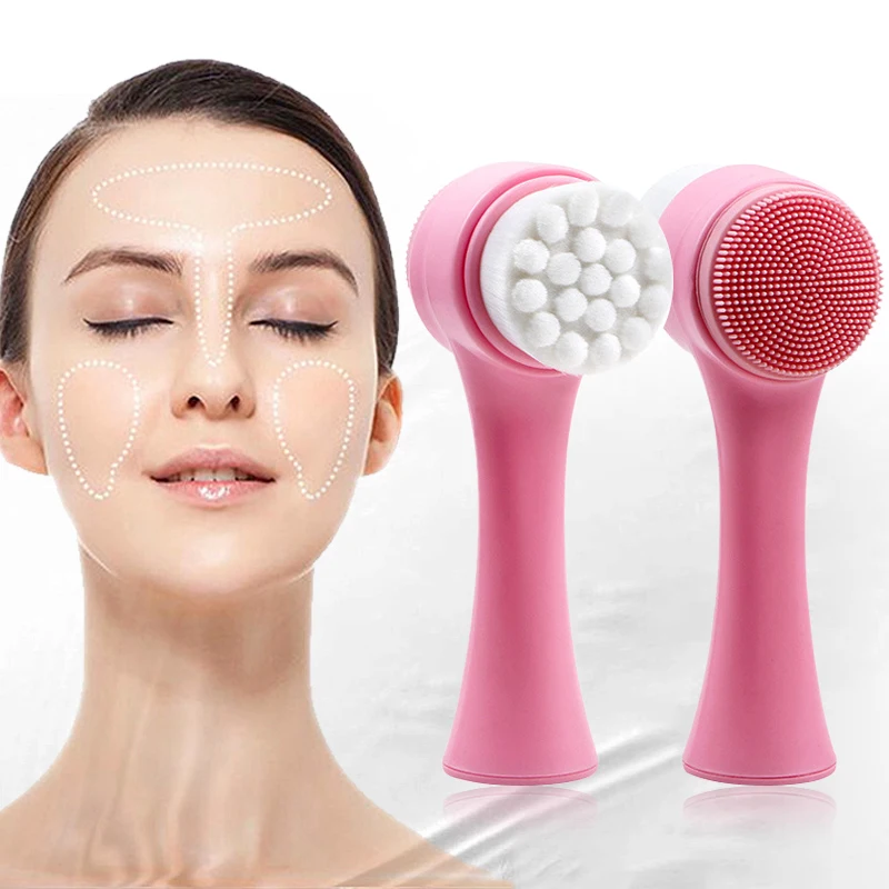 

1PC Double Side Silicone Facial Cleansing Brush Manual Blackhead Removal Brush Facial Cleanser For Lady Skin Care Accessories