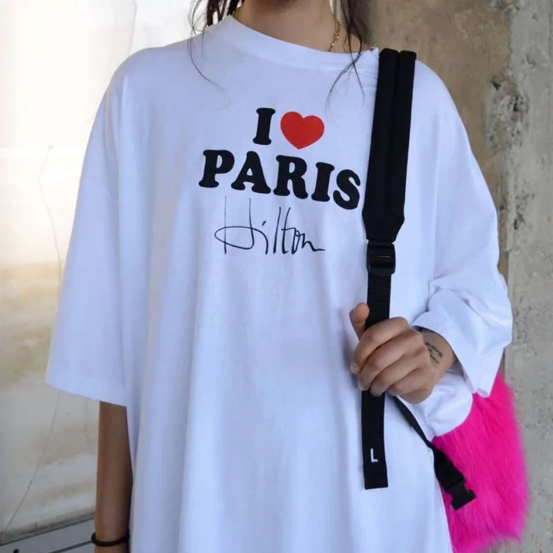 

Мужская футболка с надписью «I LOVE PARIS Хилтон», 1:1