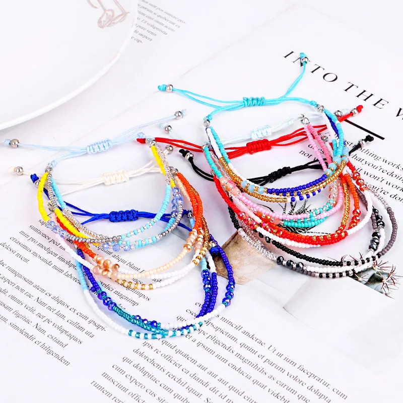 Богемный стильный тонкий браслет с бусинами Многослойные цвета дружба богемные