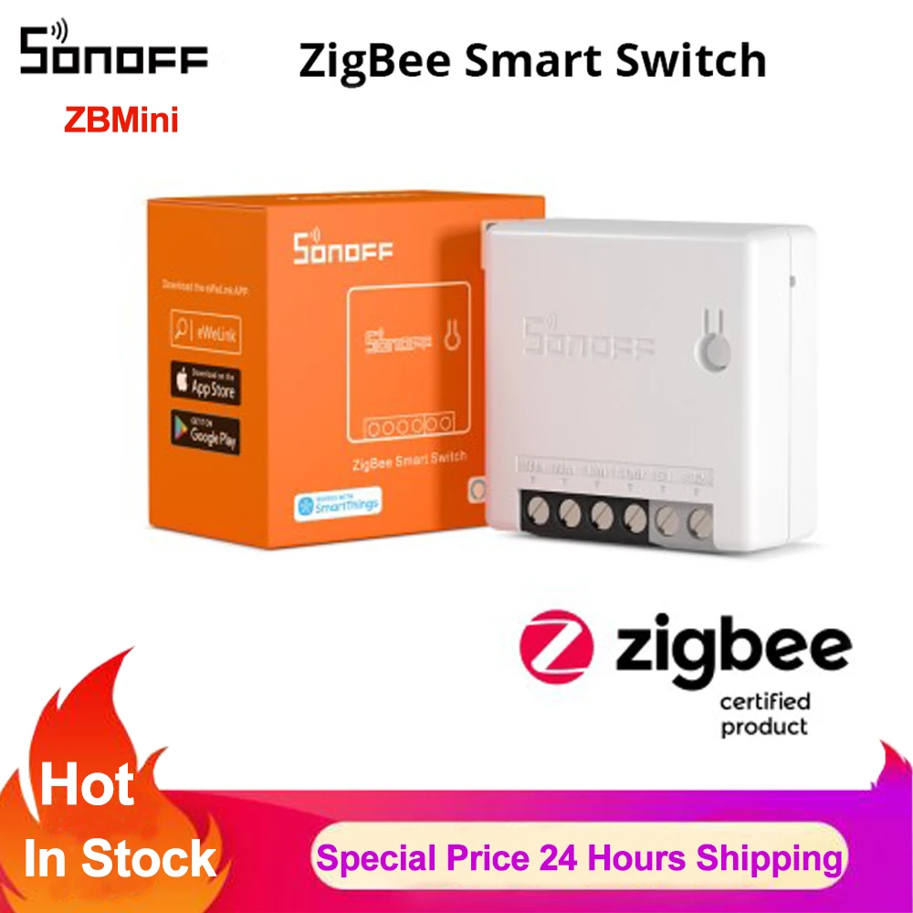 

Sonoff Zigbee ZBMINI DIY Smart Switch Relay Breaker Smart Home Module Mini Two Way Switch Voice Control Via eWelink Alexa Google