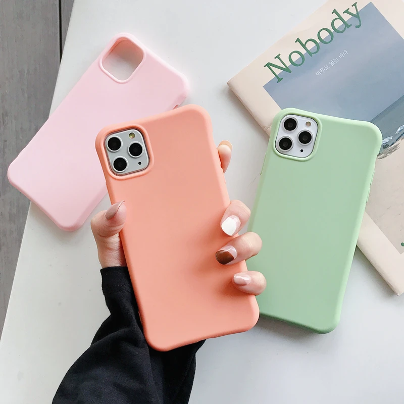 Безрамный чехол для iPhone 11 Pro Max Xr X Xs модный тонкий жесткий карамельных цветов 8 7 Plus
