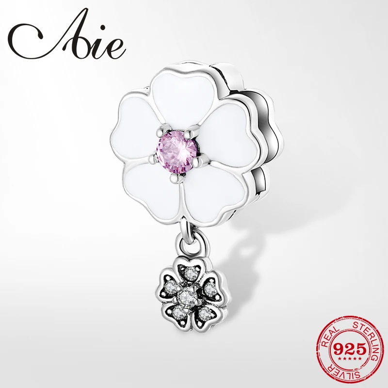 Новый женский серебряный цветок из белой эмали бриллианты изготовление