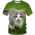Детская красочная футболка с вихревым принтом, животное, кот, дракон, луна, астронавт, для мальчиков и девочек, забавная 3D футболка, Детские модные футболки