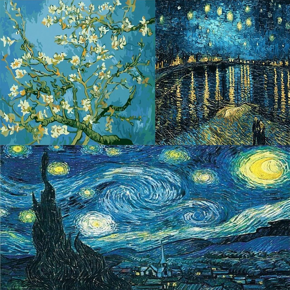 

DIY 5D Diamond Painting Van Gogh Starry Night Cross Stitch Kit Full Embroidery Abstract Mosaic Art Picture of Rhinestones Decor