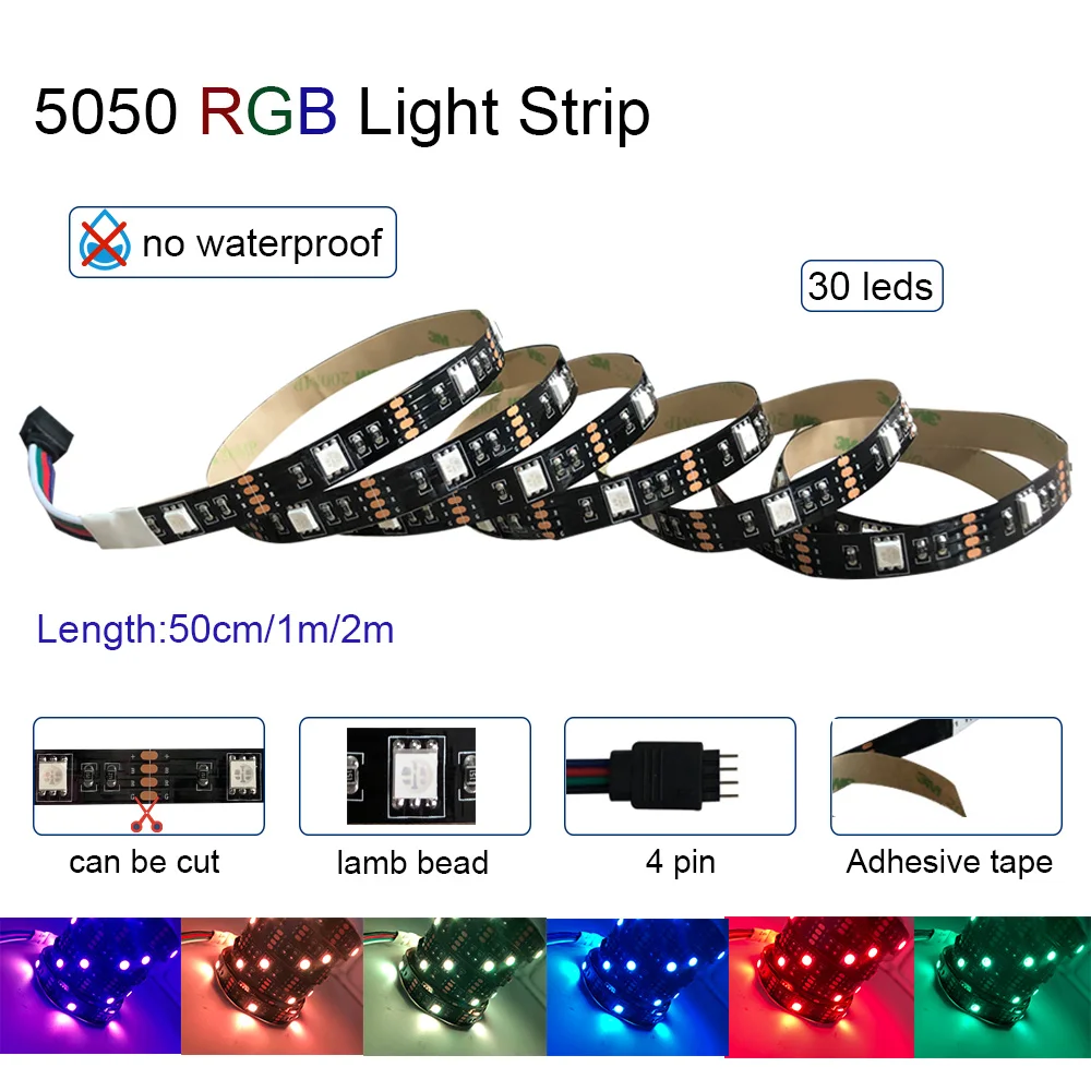 DC 5 в USB Светодиодная лента 5050 без водонепроницаемости RGB светодиодный светильник гибкий 50 см 1 м 2 м добавить 3 17 ключ пульт дистанционного управления для ТВ фоновый светильник ing