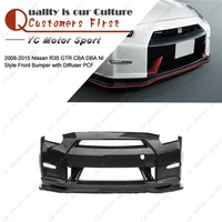 portion carbon fiber ni style front bumper with diffuser fit for 2008 2015 r35 gtr cba dba front bumper with lip undertray