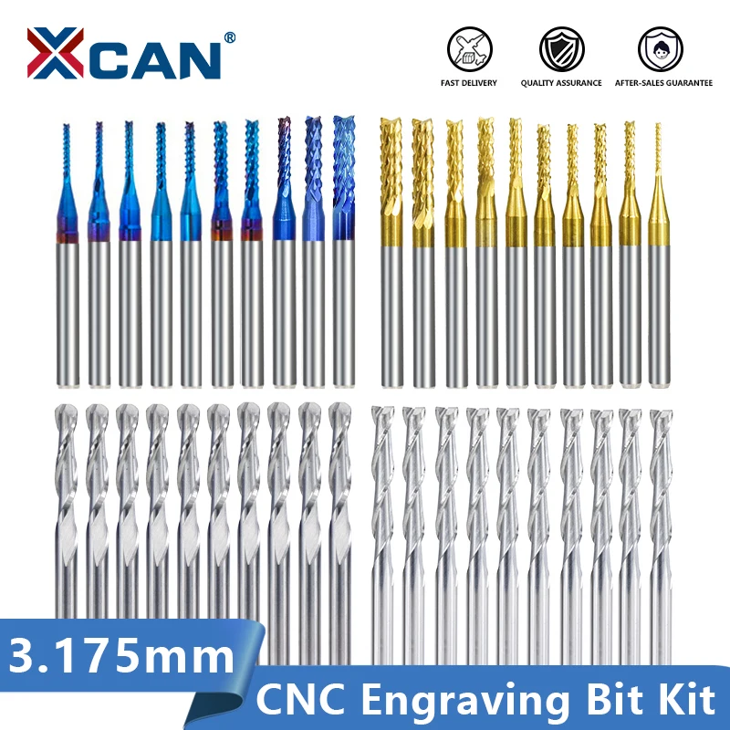 НАБОР КОНЦЕВЫХ ФРЕЗ XCAN комплект гравировальных нанофрез с голубым покрытием