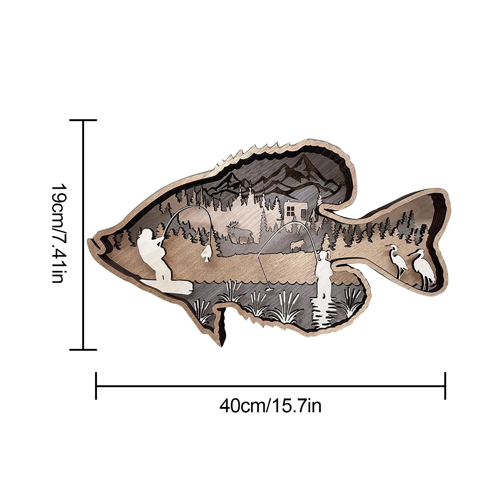 

7 Layer Largemouth Bass Fish Crappie Fish Wall Art Hand Carved Wooden Decoration Bluegill Crappie Art Print Vintage Cabin
