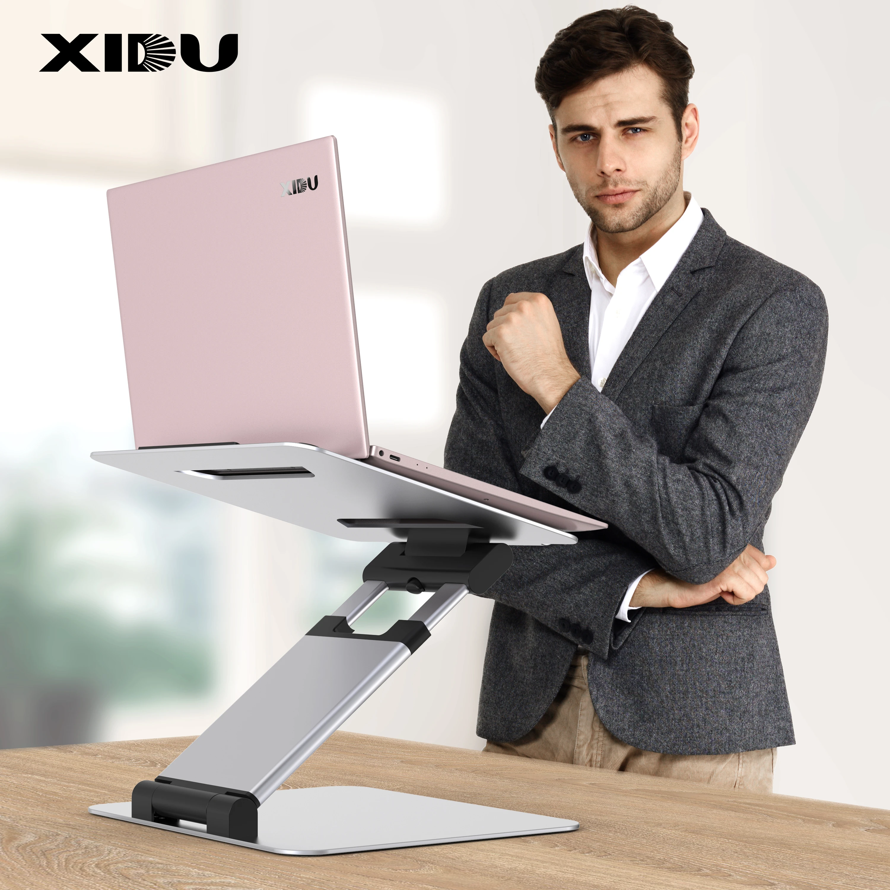

Кронштейн для ноутбука XIDU, подставка из алюминиевого сплава для ноутбука MacBook Air, регулируемая по высоте, растягивающаяся, 11-17 дюймов