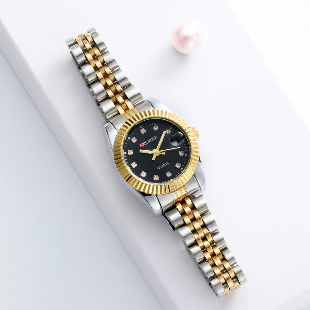 ARLANCH светящиеся парные часы рифленая нержавеющая сталь водонепроницаемые