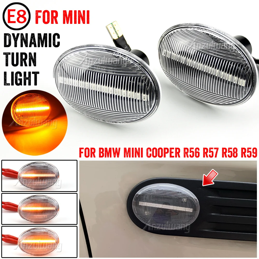 

2pcs Flowing Turn Signal Light Dynamic LED Side Marker For BMW MINI Cooper R55 R56 R57 R58 R59 Side Indicator CL-R56-LSM-SM