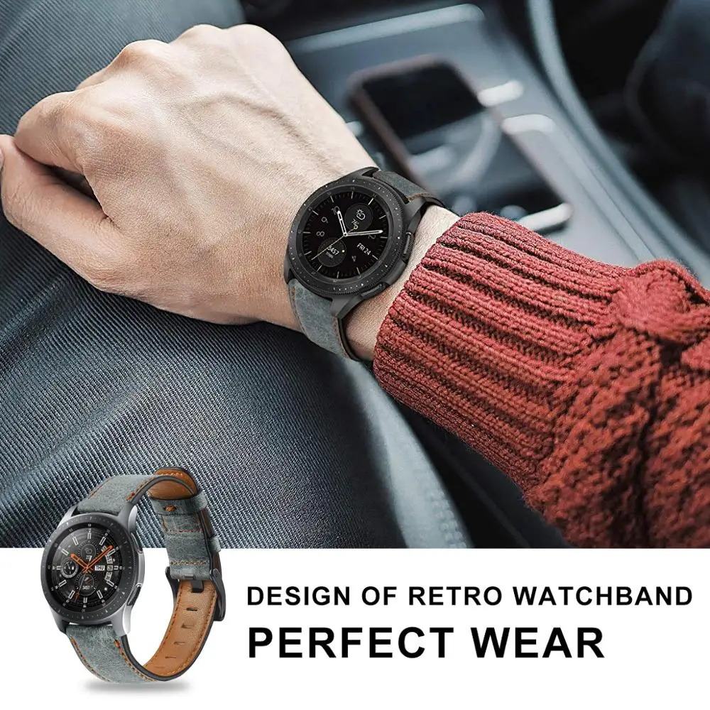 

22mm Leather Correa for Samsung Galaxy Watch 46mm Gear S3 Frontier Classic Band Belt for Huawei Watch Gt 2 Strap Bracelet Wrist