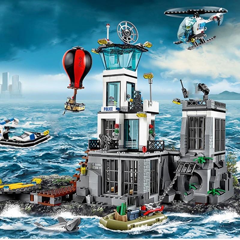 815 шт. городской полиции море тюрьмы остров совместим с 02006 Строительные блоки