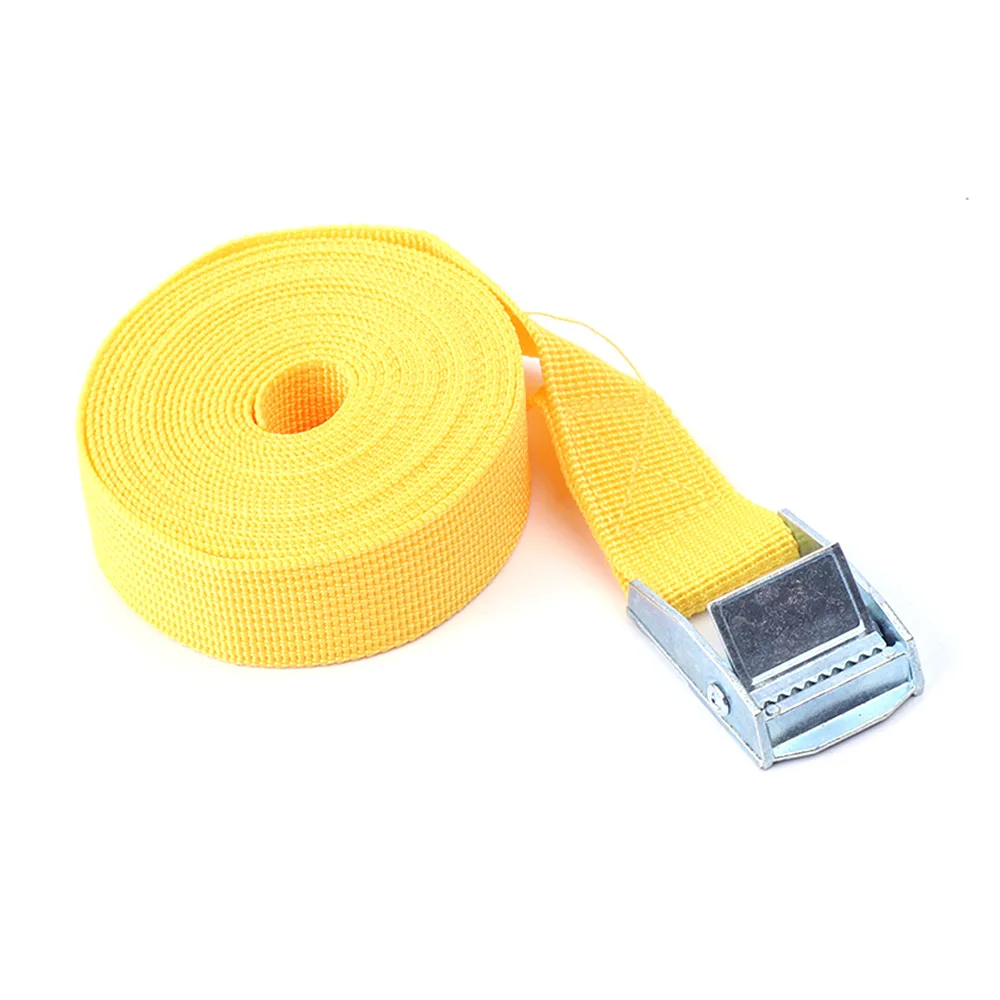 Yellow 5 м* 25 мм Натяжные веревки Галстук-вниз ремень грузовые ремни для подставки-держатели для портативных устройств с металлической пряжкой прочный храповый ремень для сумки для багажа - Цвет: Yellow