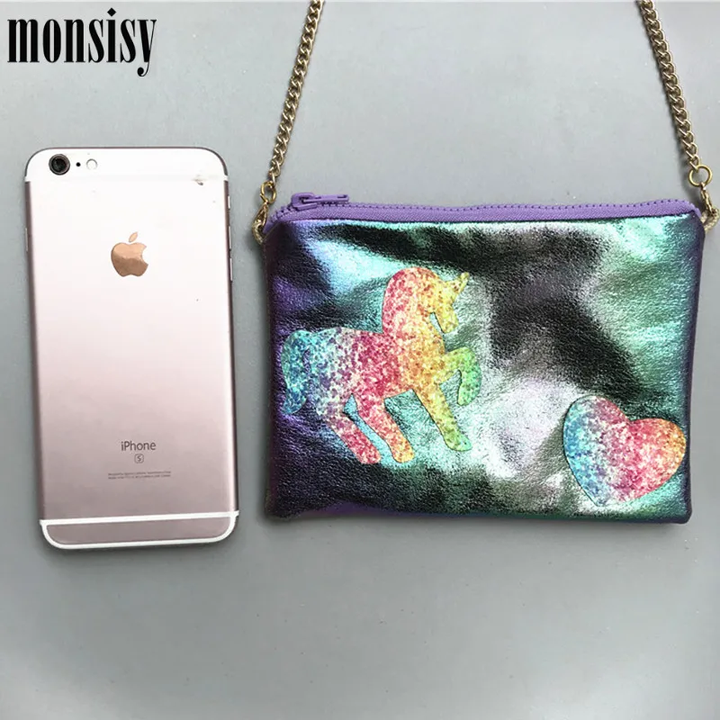 Monsisy 2020 сумочка кошелек с единорогом для девочек модная сумка через плечо лазером