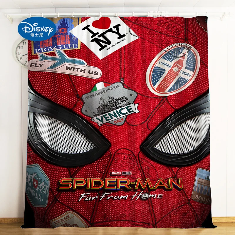

Disney Cartoon Marvel Spiderman Curtain Heroes Expedition Brushed Blackout Curtain custom boys gift