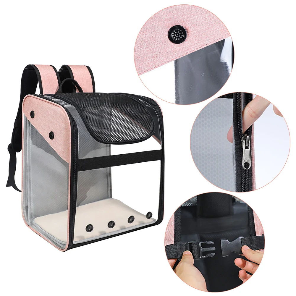 

Pet Backpack Dog Cat Carrier Strong Bearing Transparent Visual Carrying Bag Breathable Travel Ventilated Foldable Portable