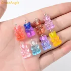 GraceAngie 20 штук смешанные Подвески медведь смолы блестящие яркие прозрачные подвеска для ключей, на шею аксессуары 
