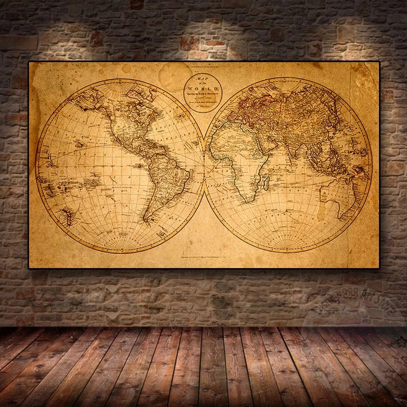 

Old Artwork World City Vintage Map Posters Canvas Prints Globe Paintings For Living Room Wall Art Picture Study Home Decor