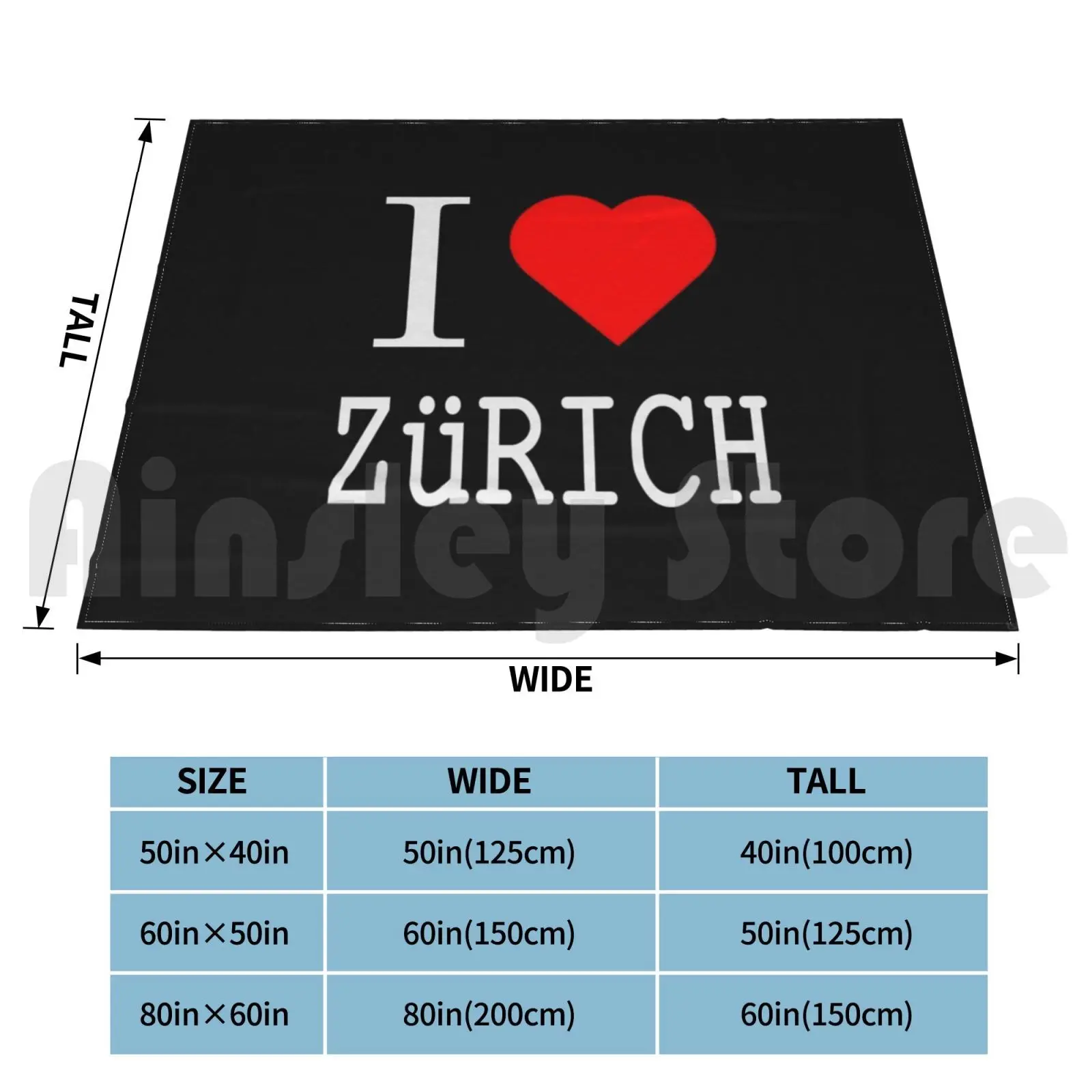 Одеяло с надписью I Love модное одеяло под заказ в стиле Цюриха Швейцарии Берна