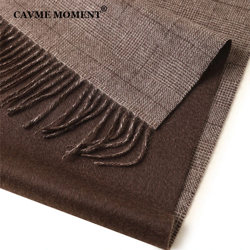 CAVME Pure Cashmere Plaid Scarf for Men Father Gift Birthday Luxury Double Face Scarves Unisex Long Pashmina 30*186cm/156g