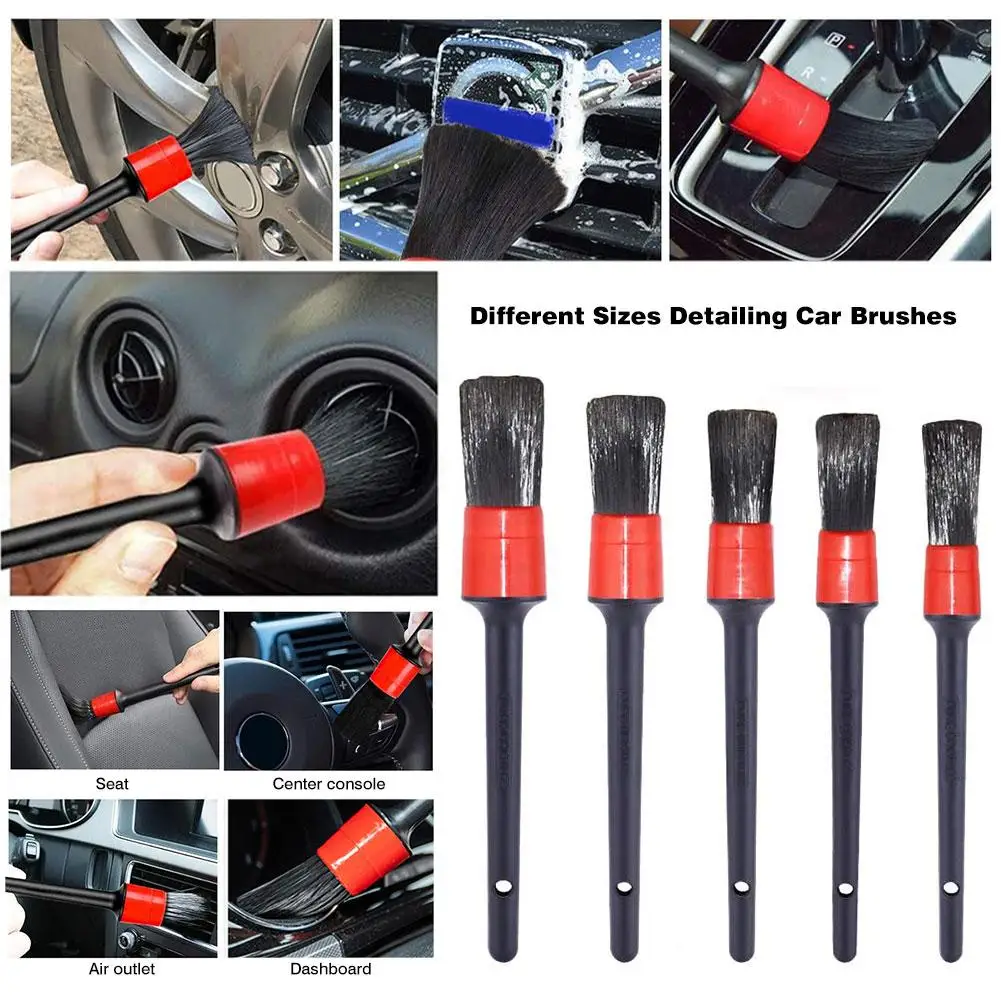 

12PCS 17 Inches Long Wheel Brush Car Wheel Detail Brush Set Long Soft Tire Detaili Cleaning For Dashboard Air Vents Car Wash