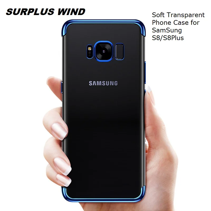 Мягкий чехол для телефона SamSung Galaxy S8 S7 бампер корпус прозрачный обшивка края ТПУ