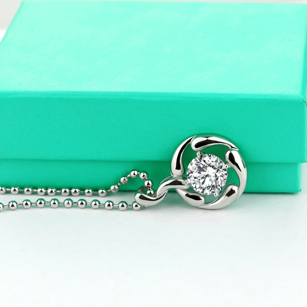 

Fashion 100% 925 Sterling Silver Personality Long Chain Necklace For Women Jewelry Gifts Geometry Zircon Pendant Choker