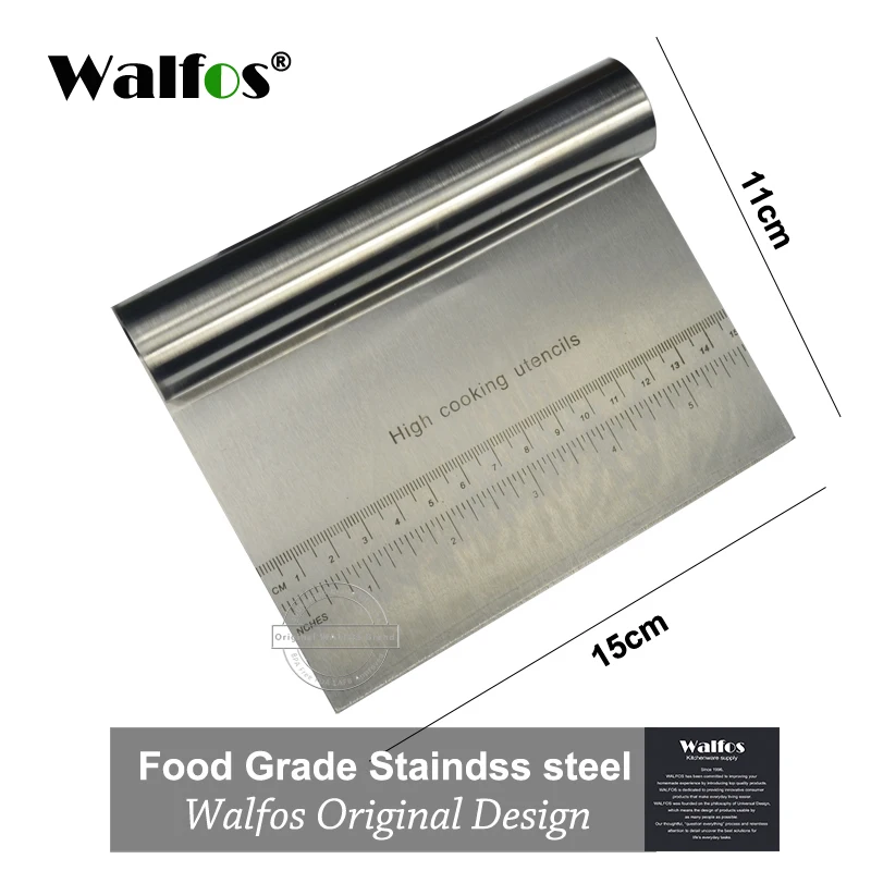 

WALFOS Stainless Steel Smoother Cake Scraper Spatula Pizza Dough Scraper Cutter Flour Pastry Scraper Cake Decoration Tool
