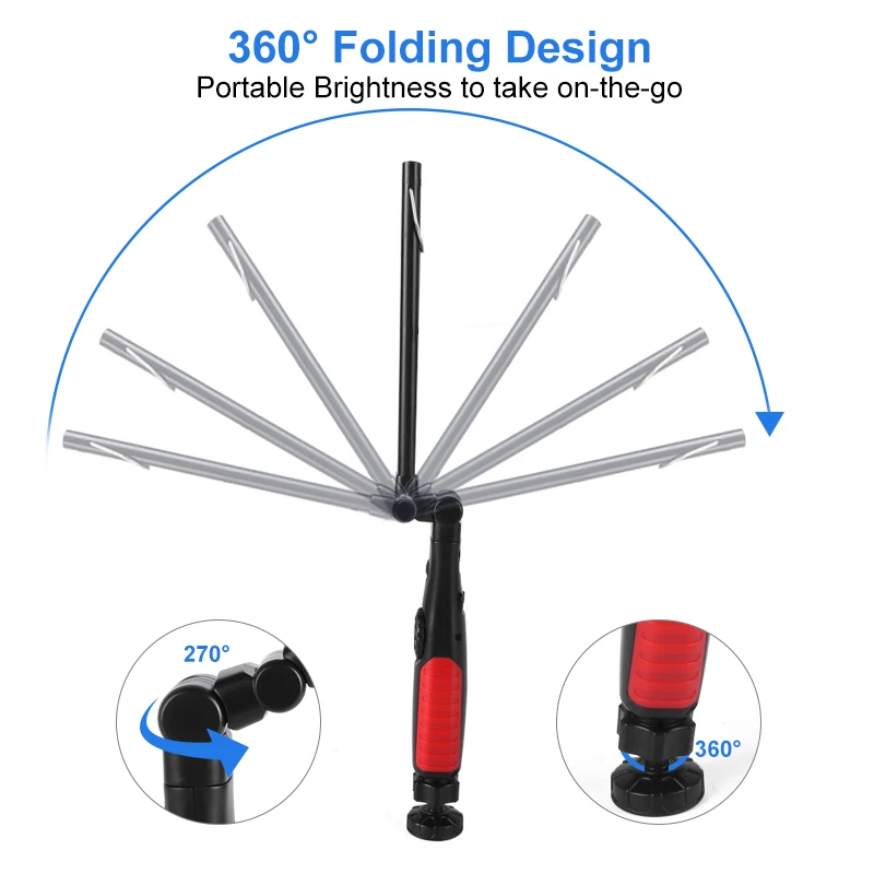 Rechargeable LED Work Light Foldable Flashlight Cordless Portable Magnetic COB Lights Inspection For Garage | Освещение