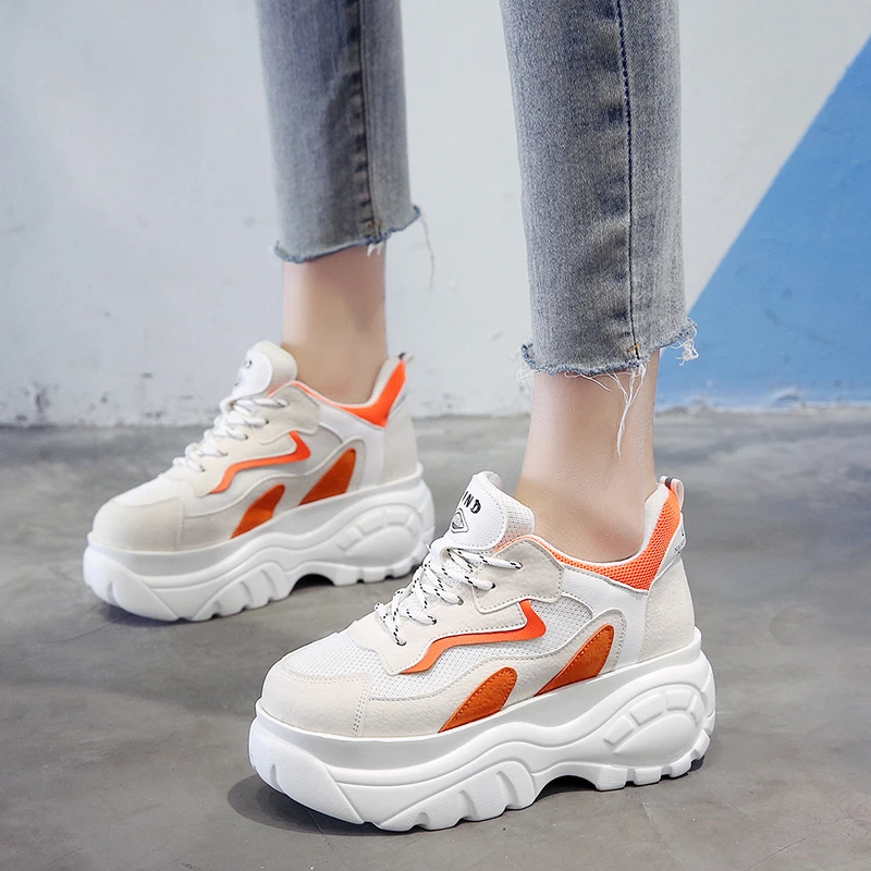 Женские кроссовки на массивной платформе Ulzzang Модная женская обувь высокой