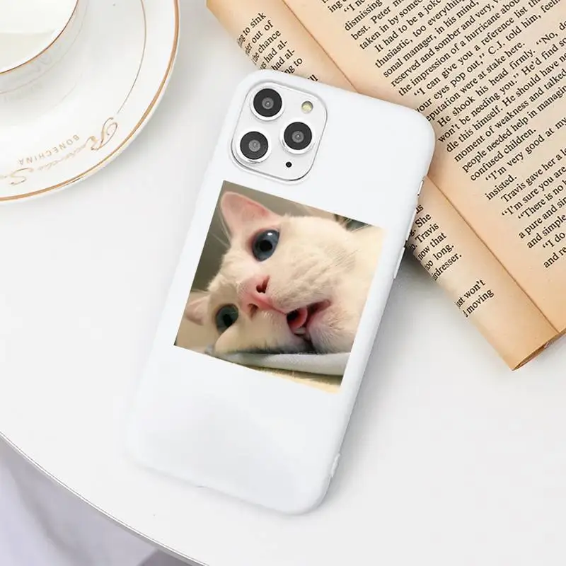 

Cute animal cat art design Phone Case Candy Color for iPhone 6 6S 7 8 11 12 XS X SE 2020 XR mini pro Plus MAX funda