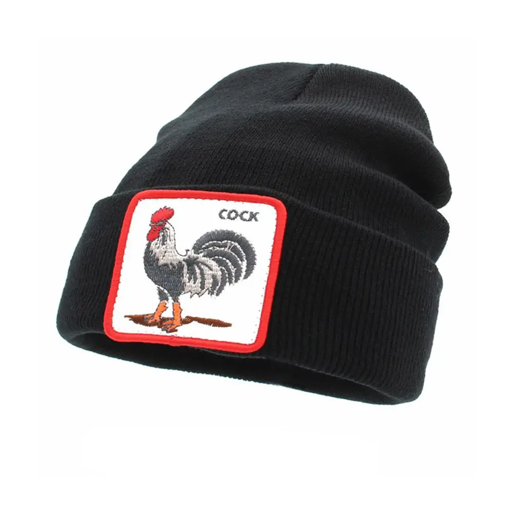 Streetwear Animal Men Women Embroidery Hop Hat Hat Knitted Cap Cartoon Winter