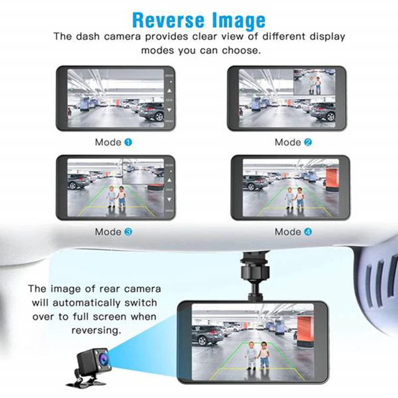 

4 Inch Car DVR Video Dash Cam 170 Degree HD 1080P Dual Lens Camera Night Vision Front Rear Recorder