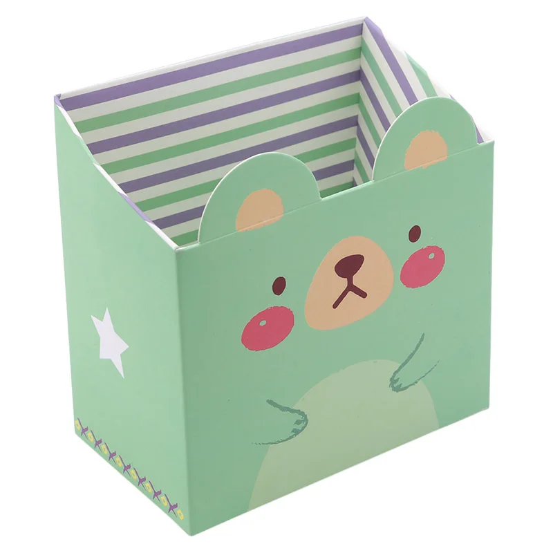 Милый медведь бумажная настольная Коробка органайзер DIY подставка для ручек и