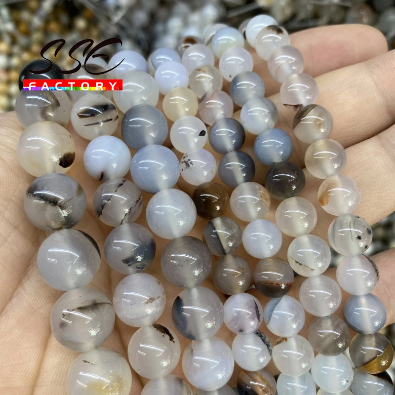 

4 6 8 10 12MM Natural Stone Sardonyx White Agates Beads Round Loose Beads 15" Strand For Jewelry Diy Bracelet Necklace Wholesale