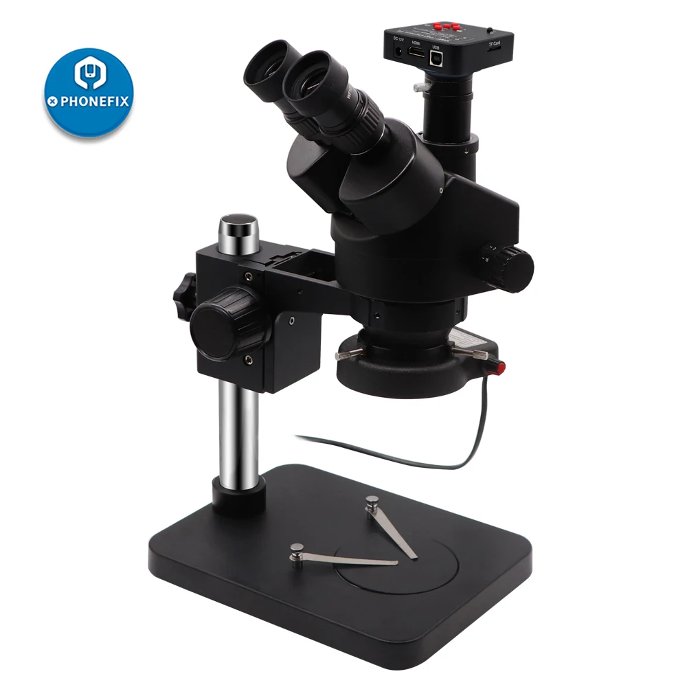 7X 45X тринокулярный микроскоп непрерывный зум черный симул фокусное стерео