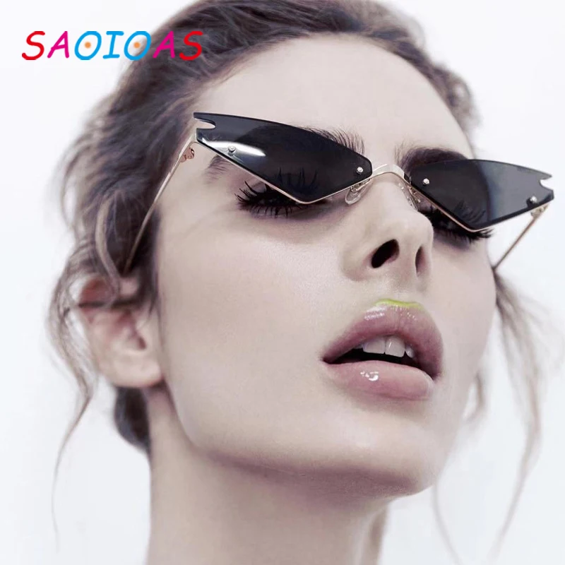 SAOIOAS новый дизайн металлические солнцезащитные очки женские кошачий глаз для