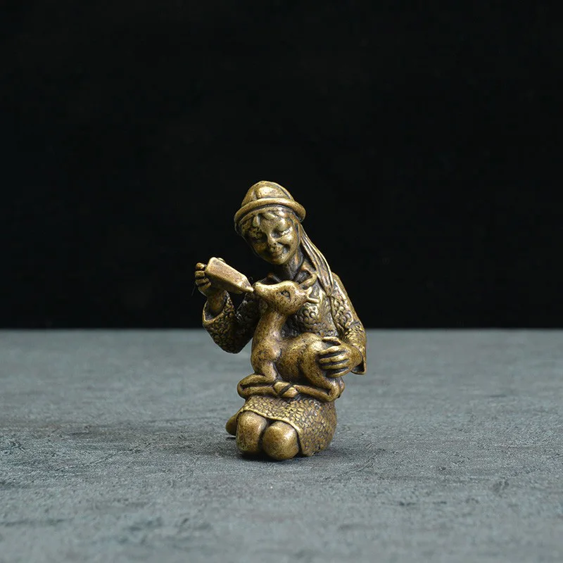 Фигурка из меди в ретро-стиле для девочек-оленей | Дом и сад