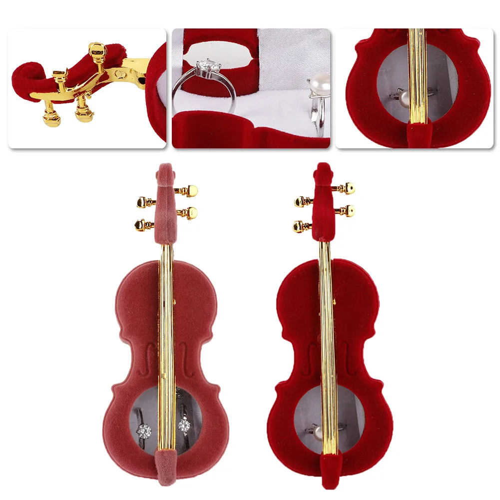 Бархатная Подарочная коробка для ювелирных изделий в форме скрипки свадебного