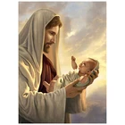 Алмазная живопись Иисус с ребенком, мозаика для вышивки, религиозная полноформатная круглая стразы, картины для домашнего декора, подарок ручной работы