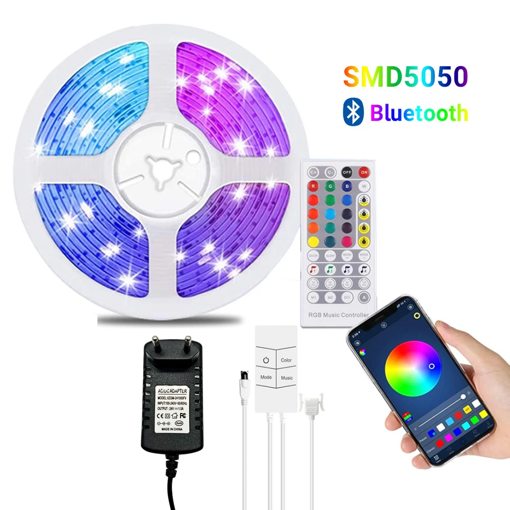 

20m 65.6ft LED Strip Lights Music Sync App Control with Ir Remote DIY Color Options Changing SMD 5050 RGB For Rooms Party