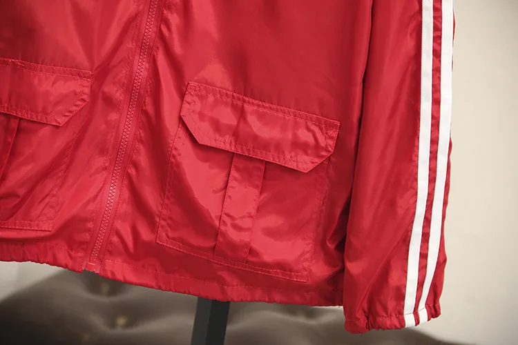 Куртка женская с капюшоном модный Свободный Топ в двойную белую полоску длинным