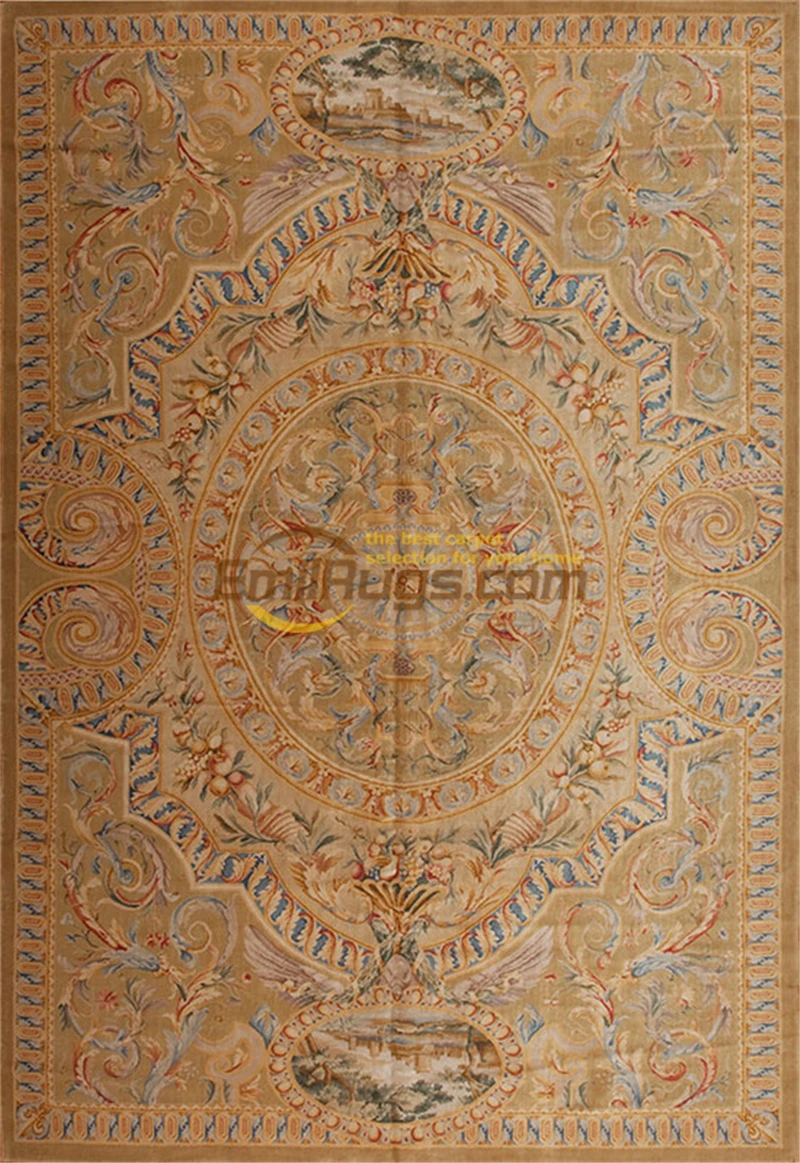 Kopen Savonnerie Naald-punt Hand-geweven Wol Tapijt Handgeweven Home Decor Rechthoekige Tapijt Zuidwestelijke Stijl Natuurlijke Schapenwol