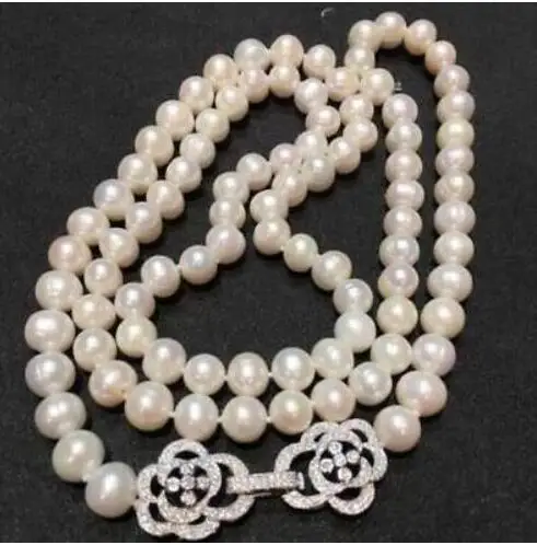 

Elegant single strands 8-9 mm south sea white round pearl necklace 33inch