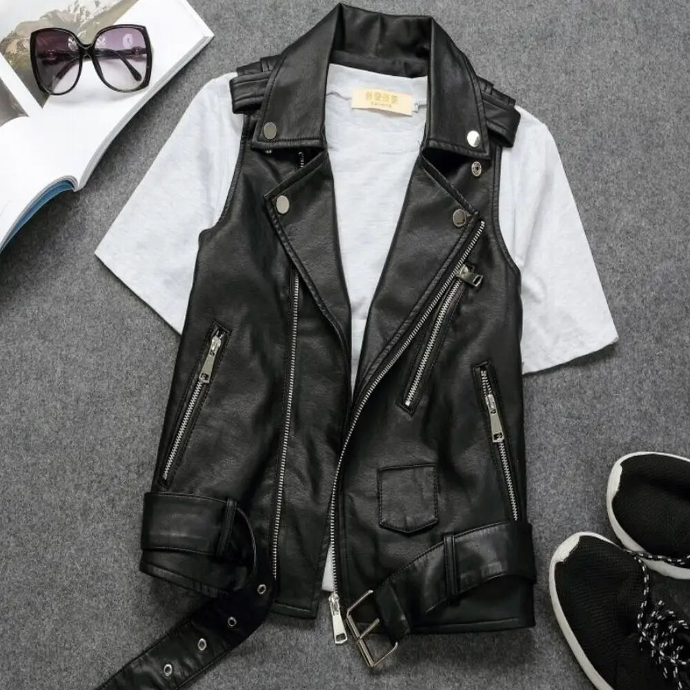 

Korean Style Women's Winter PU Leather Sleeveless Jacket кђѬка женская